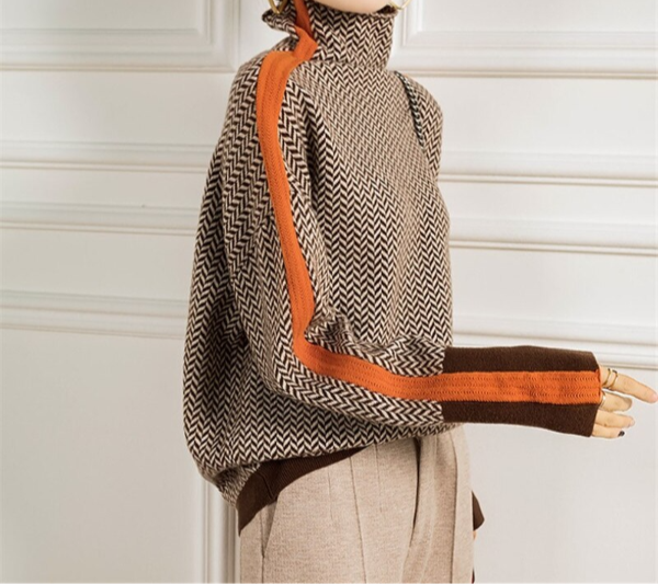 Éléonore | Luxe Col roulé em Chevron