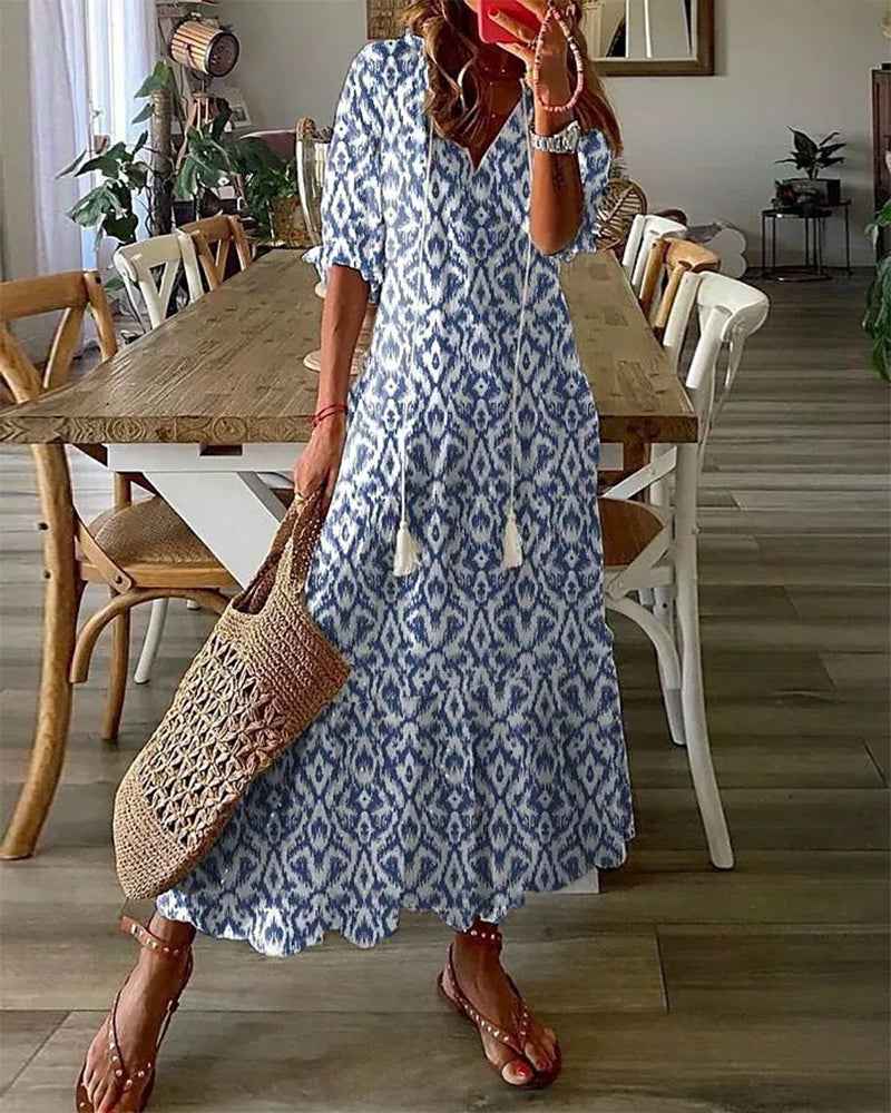 Michaela - Vestido Boho com Cobertura de Barriga
