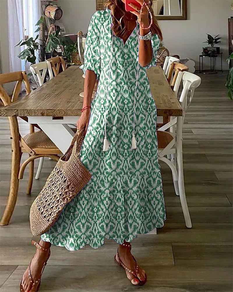 Michaela - Vestido Boho com Cobertura de Barriga