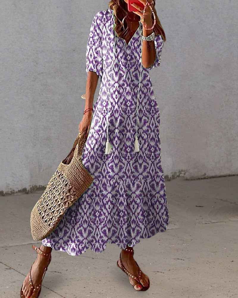 Michaela - Vestido Boho com Cobertura de Barriga