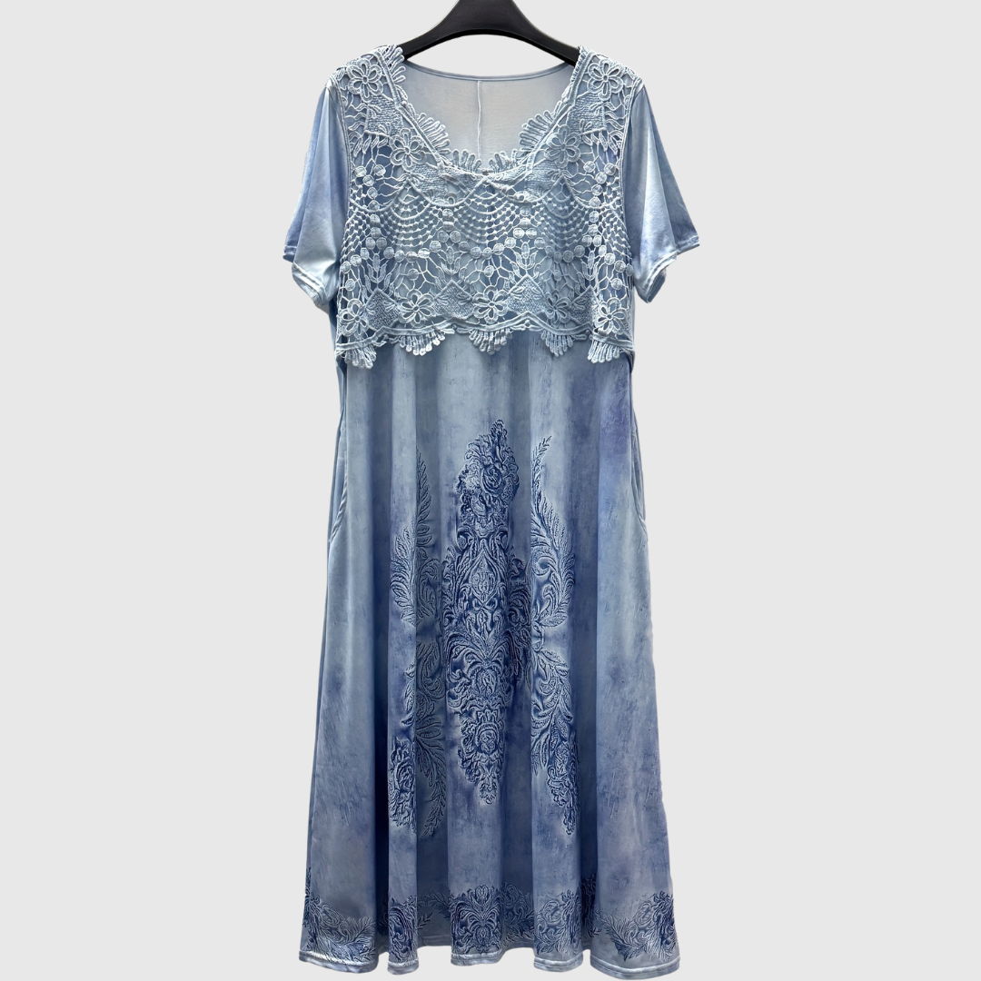 INDIGO | ELEGANTE VESTIDO MIDI DE FLORES