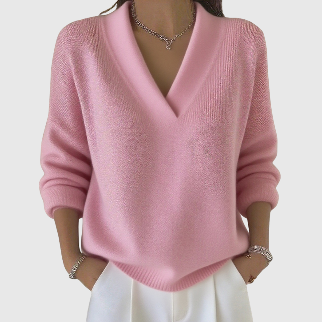 Faye | Sweater de V com Decote em V Relaxado