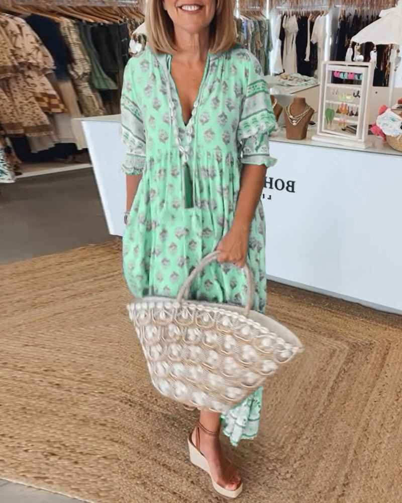 MANA | VESTIDO FLORAL CHIQUE MIDI COM DECOTE EM V