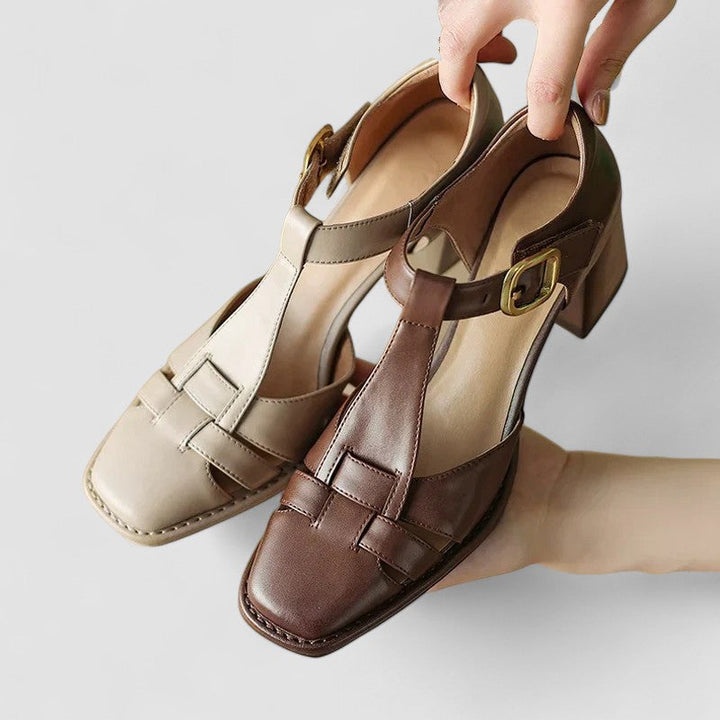 Scarlett – Sapatos de salto bloco T-Strap ortopédicos