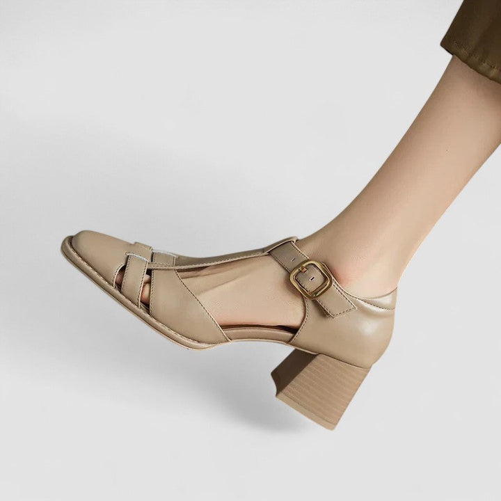 Scarlett – Sapatos de salto bloco T-Strap ortopédicos