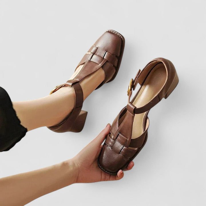 Scarlett – Sapatos de salto bloco T-Strap ortopédicos