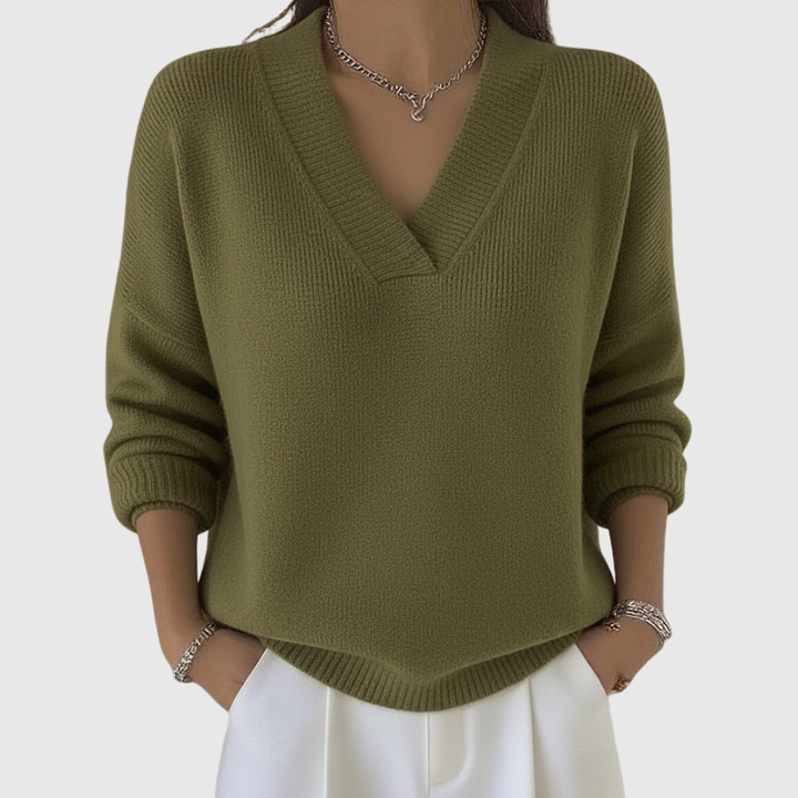 Faye | Sweater de V com Decote em V Relaxado