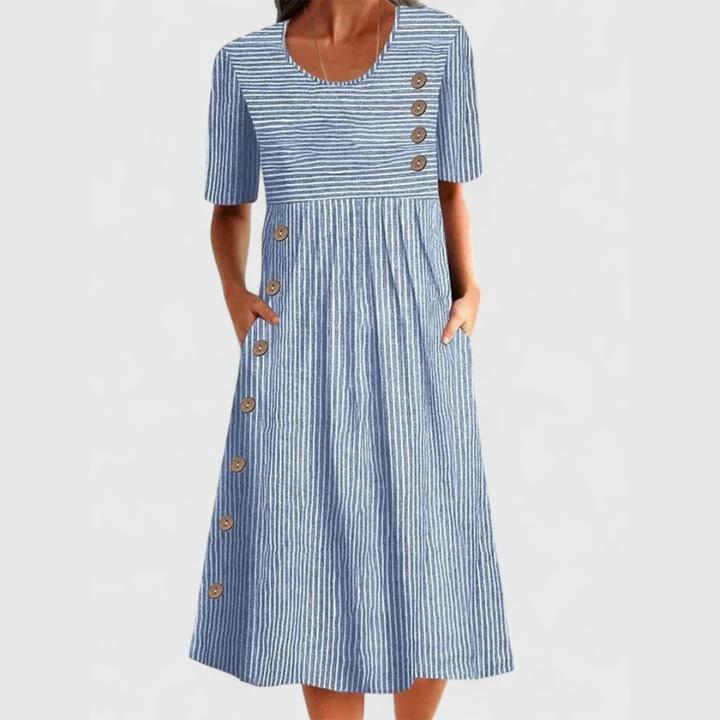 JARNA | VESTIDO LISTRADO MIDI
