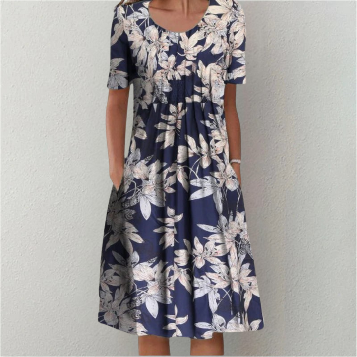 Hailey | Elegante vestido casual com flores e bolsos
