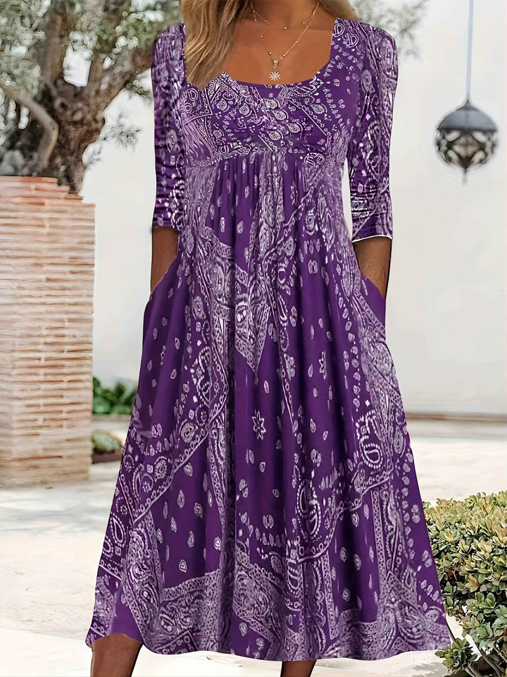 ELOWEN | VESTIDO MIDI COM MANGAS LONGAS CASUAL