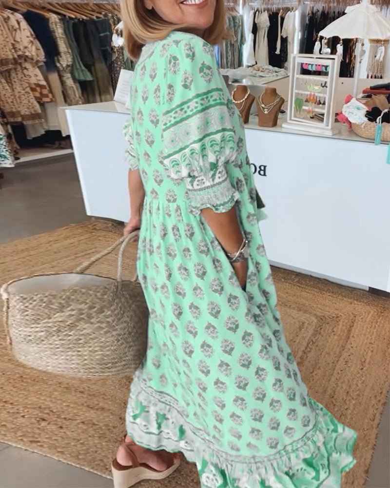 MANA | VESTIDO FLORAL CHIQUE MIDI COM DECOTE EM V