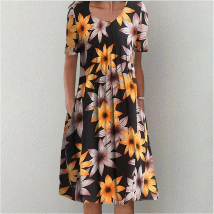 Hailey | Elegante vestido casual com flores e bolsos