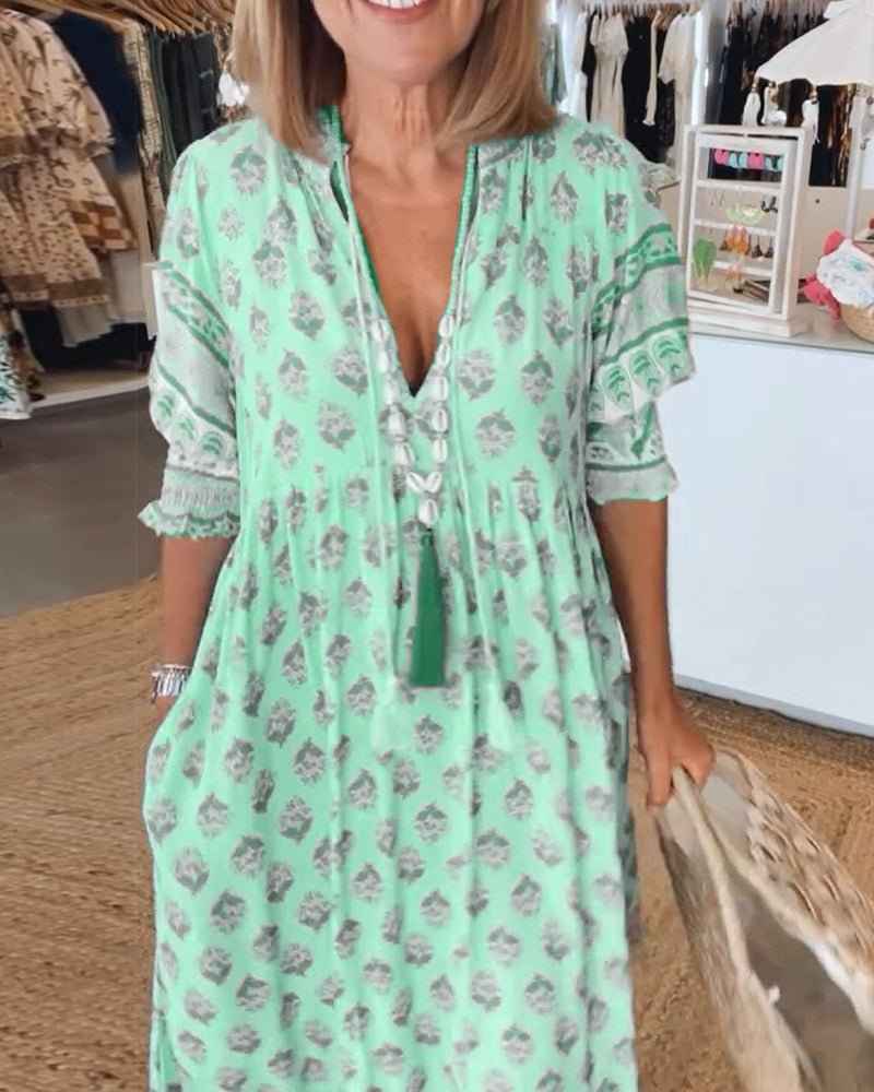 MANA | VESTIDO FLORAL CHIQUE MIDI COM DECOTE EM V