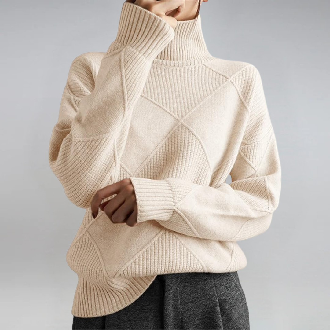 Lauren | Luxe Pullover de Caxemira com Gola Alta