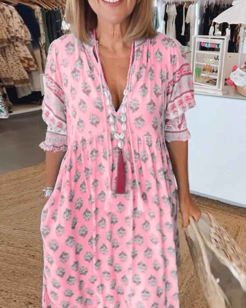 MANA | VESTIDO FLORAL CHIQUE MIDI COM DECOTE EM V