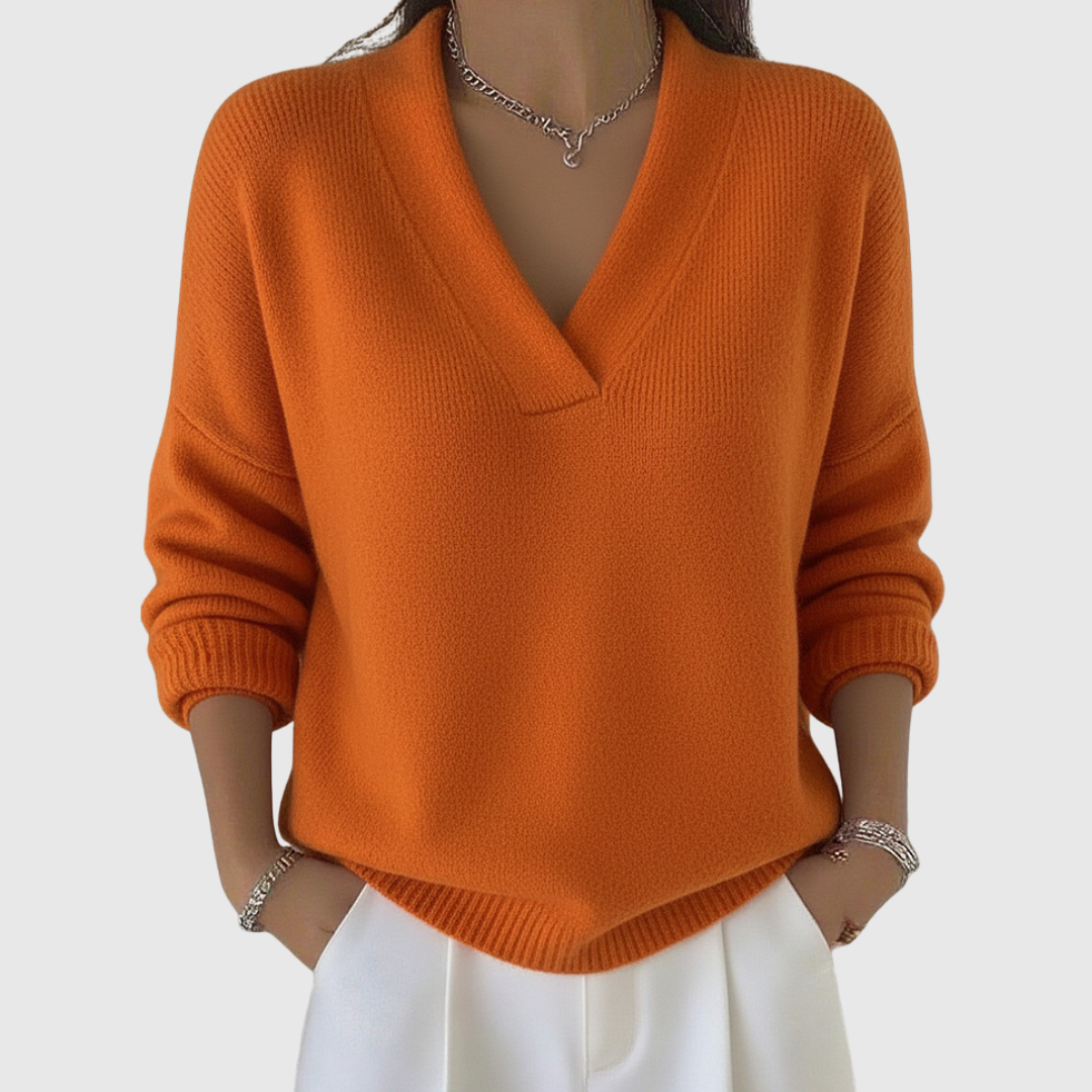 Faye | Sweater de V com Decote em V Relaxado