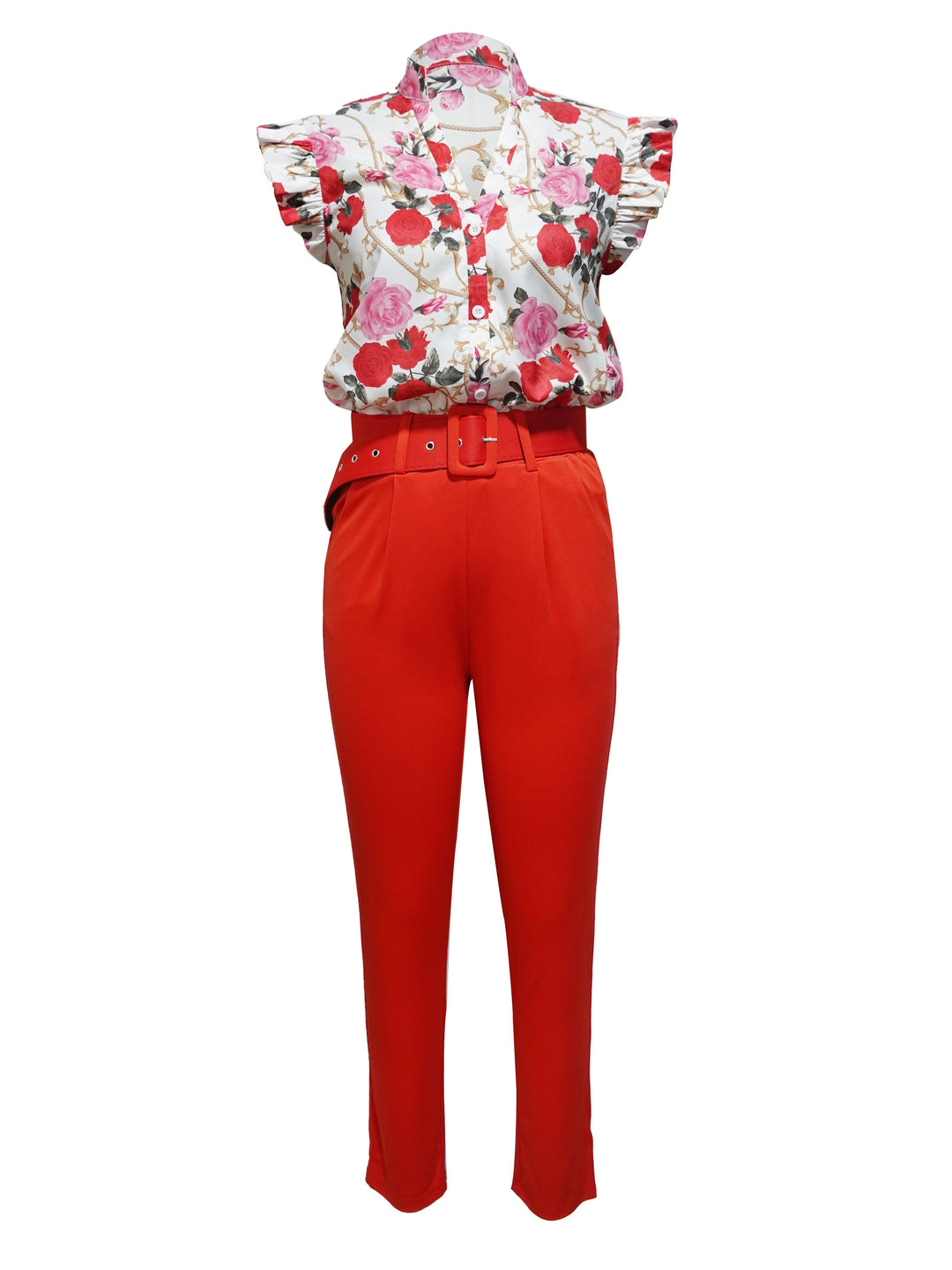 Florabel - Conjunto Elegante com Mangas de Volante