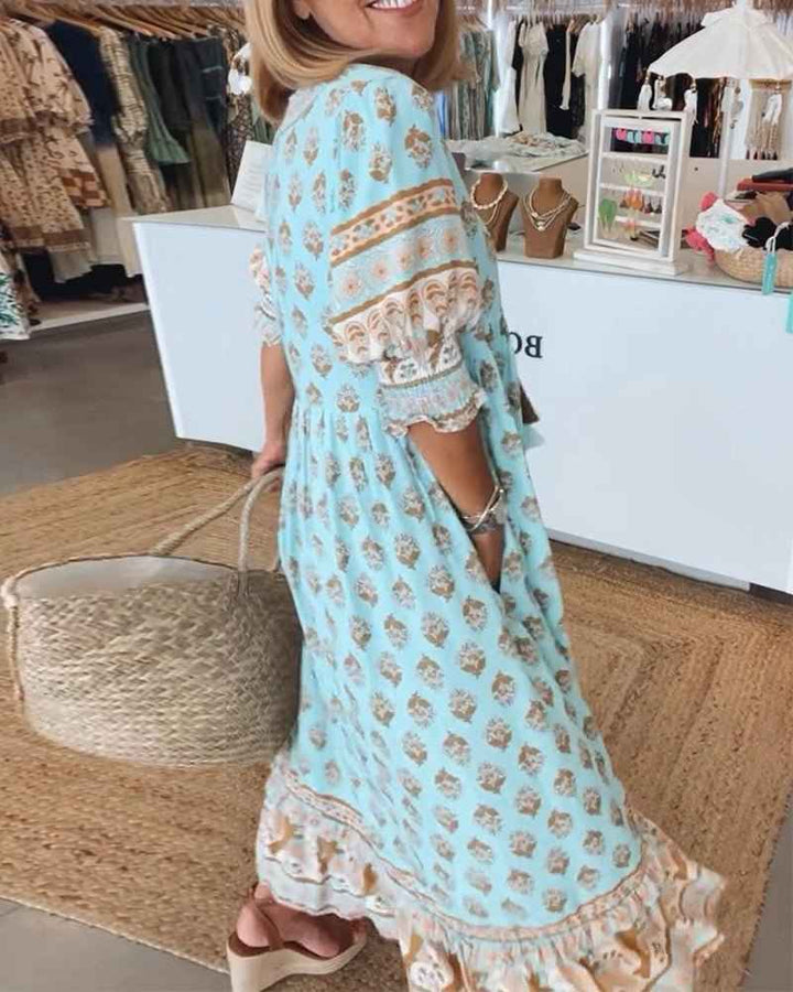 MANA | VESTIDO FLORAL CHIQUE MIDI COM DECOTE EM V