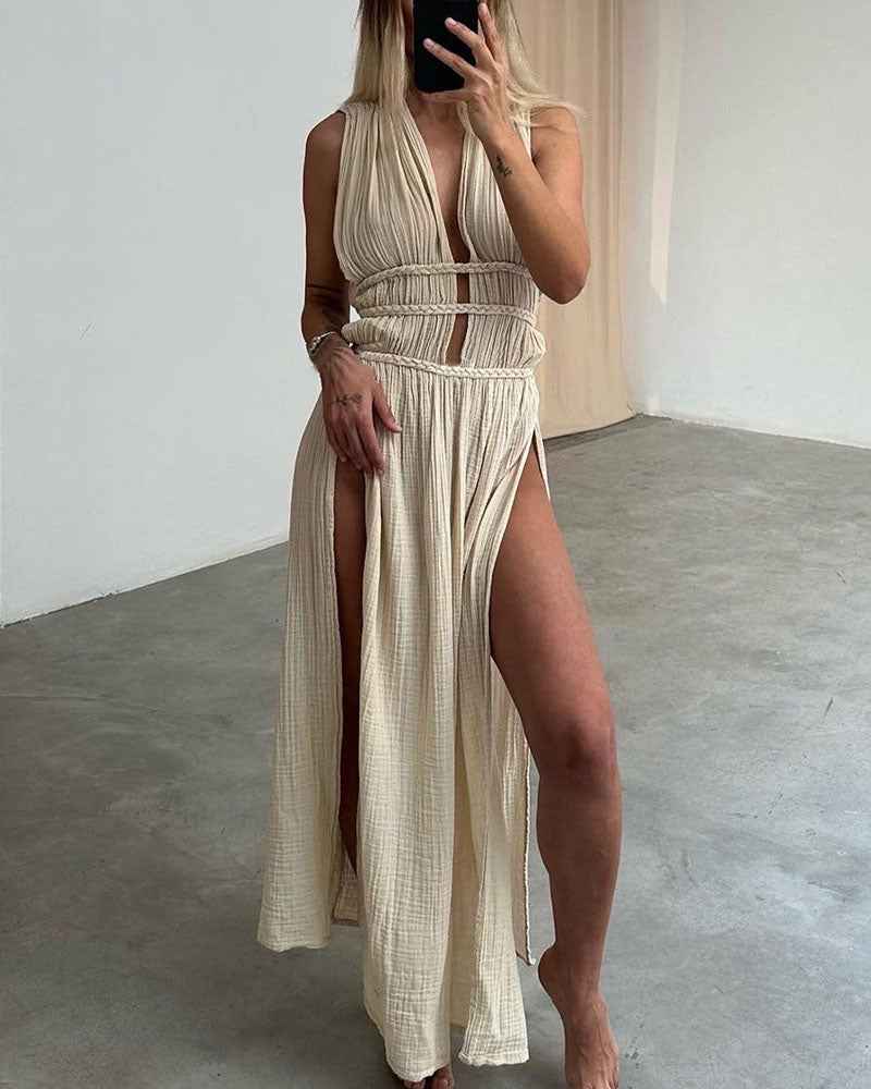 Zolla - Vestido Texturizado com Fenda