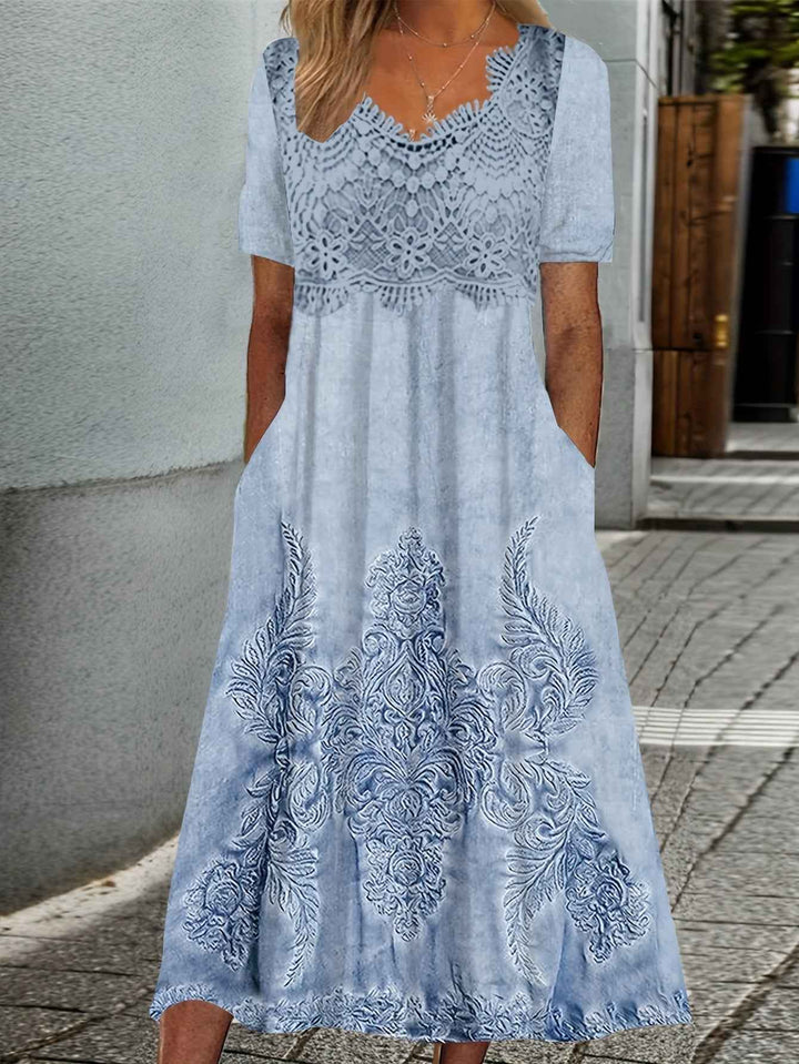 INDIGO | ELEGANTE VESTIDO MIDI DE FLORES