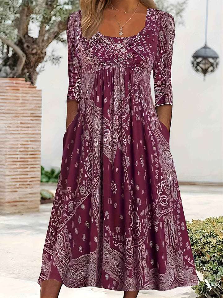 ELOWEN | VESTIDO MIDI COM MANGAS LONGAS CASUAL