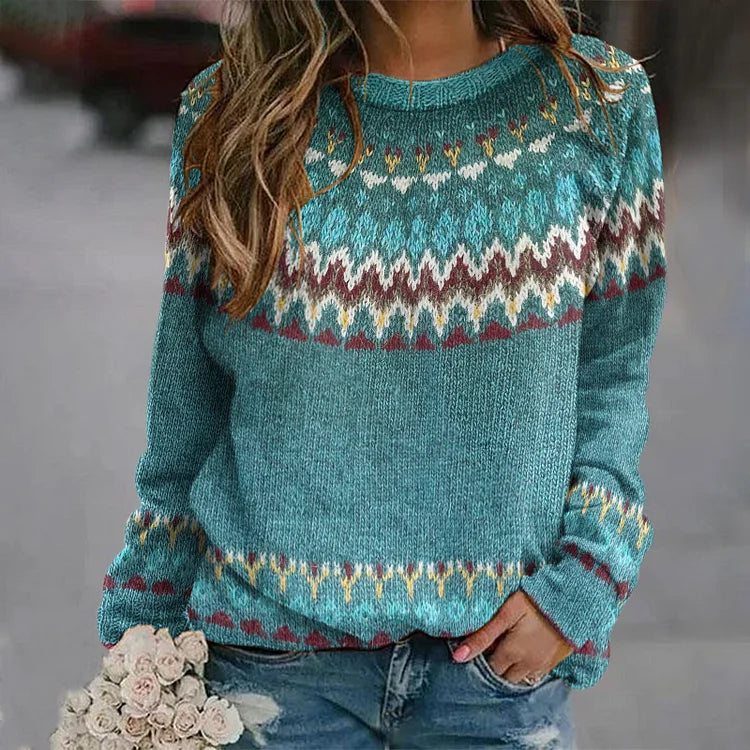 Regina | Sweater com Padrão Retro Wave