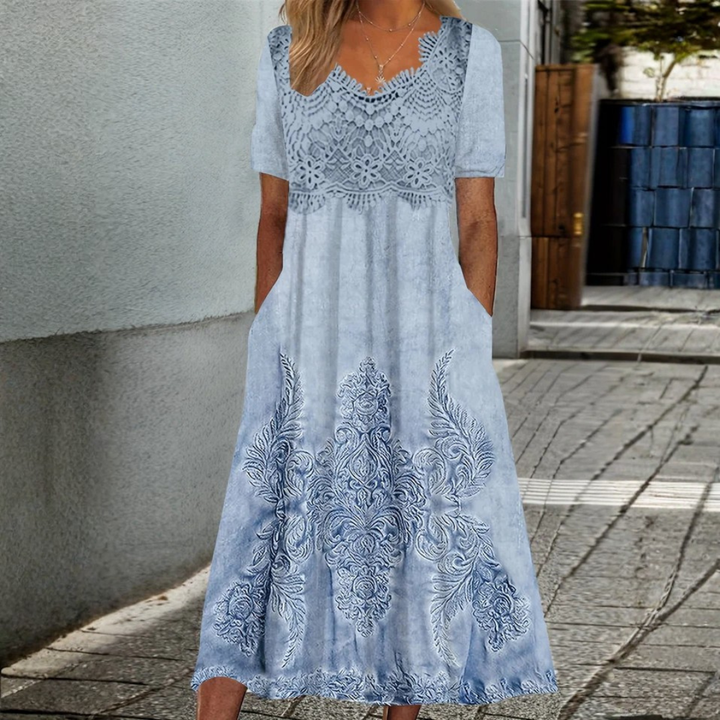 INDIGO | ELEGANTE VESTIDO MIDI DE FLORES