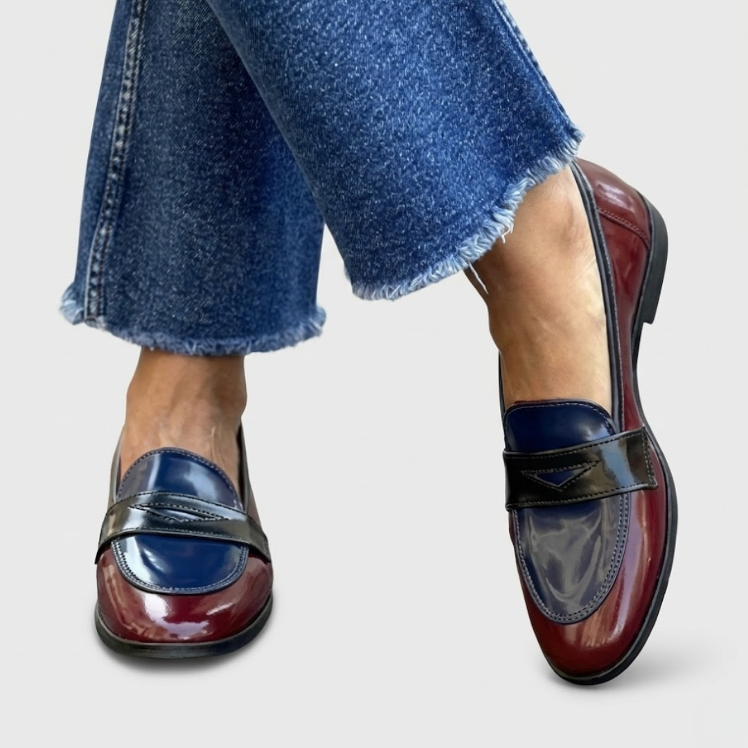 Claudia™ | Sapatos Mocassim em Contraste