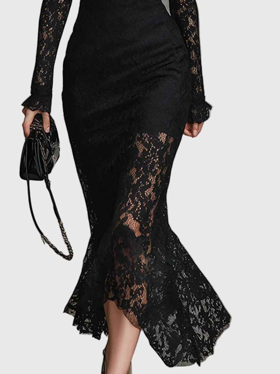 Monica | Maxijurk com Elegante Acabamento em Renda e Sílaba Largada