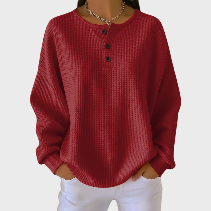 Louise | Sweater de malha suave com padrão waffle