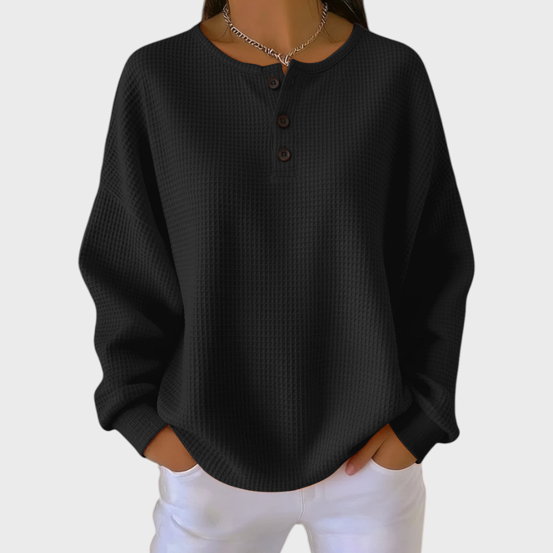 Louise | Sweater de malha suave com padrão waffle