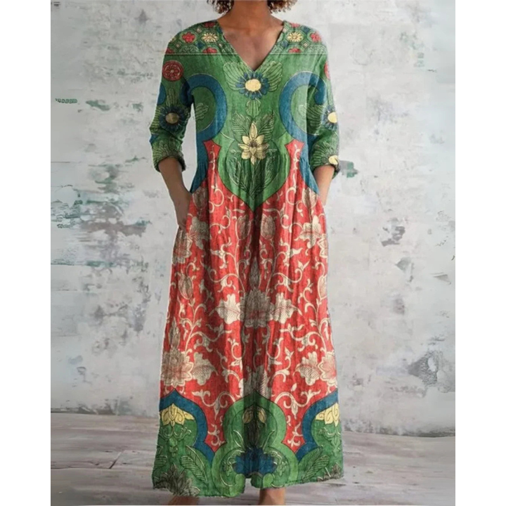 ELEANOR | VESTIDO MAXI VINTAGE COM FLORES