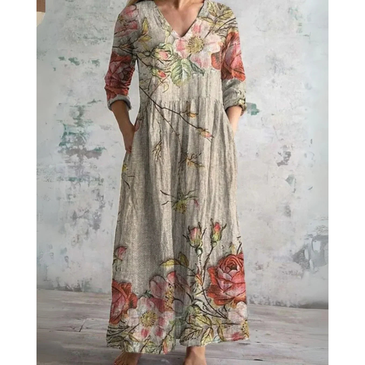 ELEANOR | VESTIDO MAXI VINTAGE COM FLORES