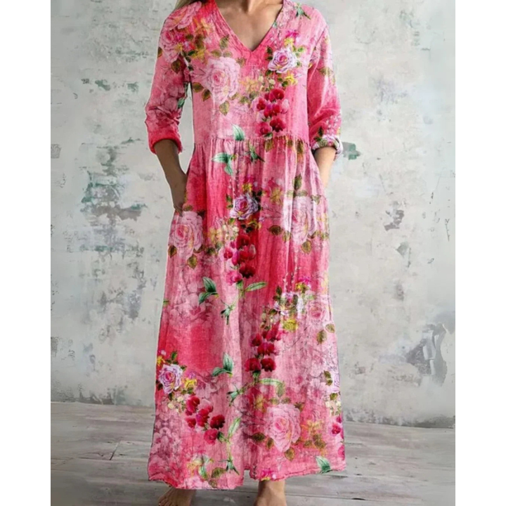 ELEANOR | VESTIDO MAXI VINTAGE COM FLORES