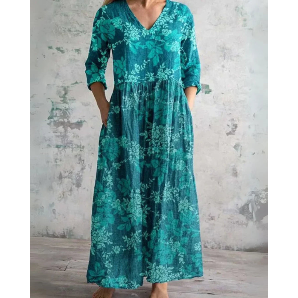 ELEANOR | VESTIDO MAXI VINTAGE COM FLORES