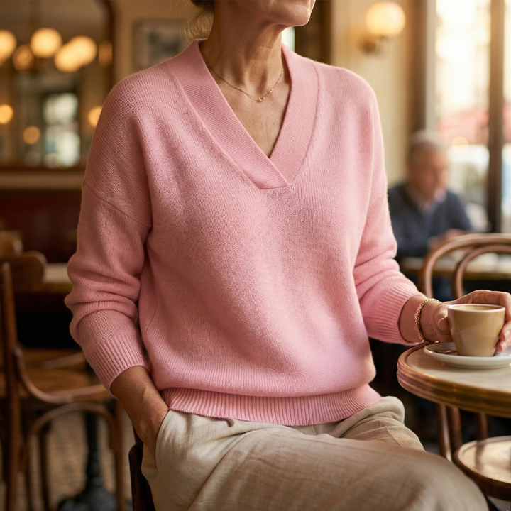 Faye | Sweater de V com Decote em V Relaxado