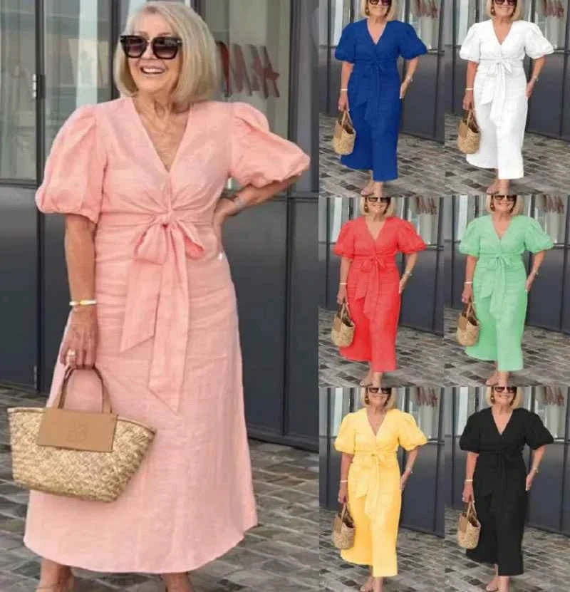 LYNORA | VESTIDO MIDI ELEGANTE COM DECOTE EM V
