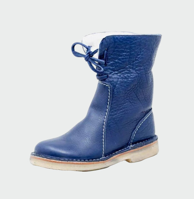 Botas de couro impermeáveis para homem com forro de lã