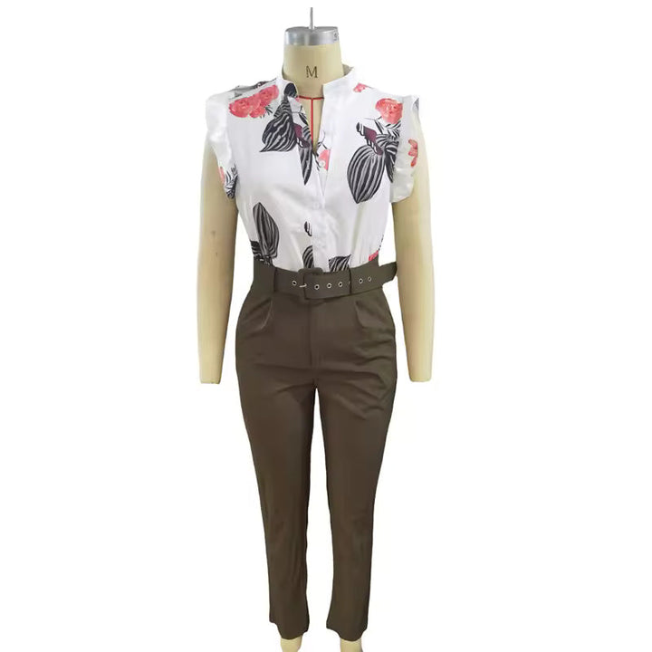 Florabel - Conjunto Elegante com Mangas de Volante