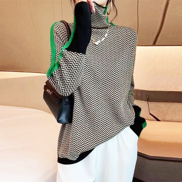 Éléonore | Luxe Col roulé em Chevron