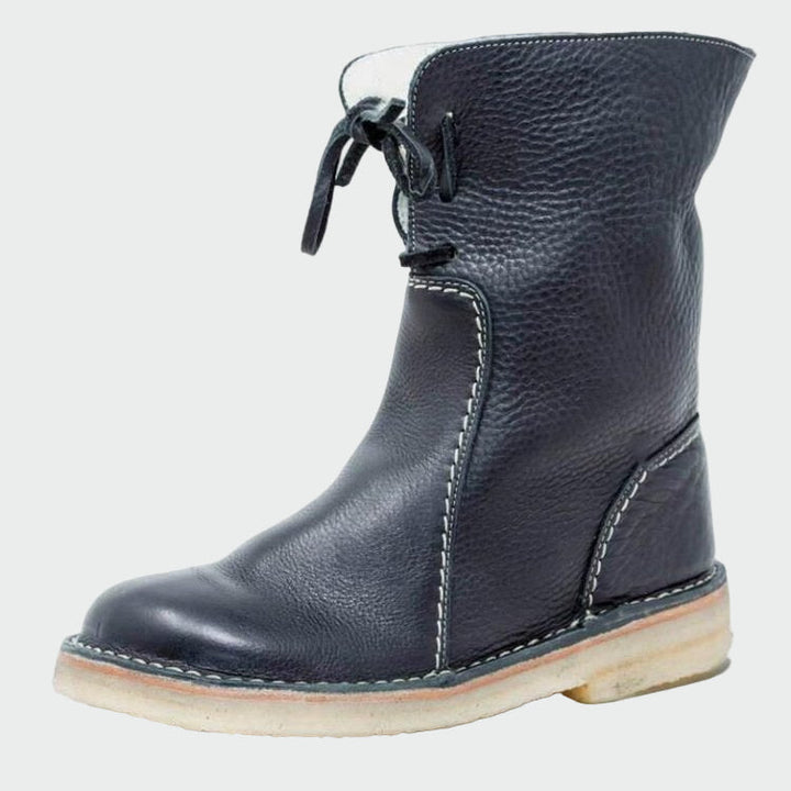 Botas de couro impermeáveis para homem com forro de lã