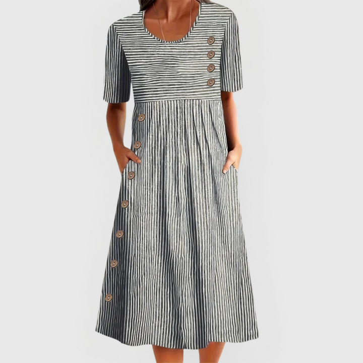 JARNA | VESTIDO LISTRADO MIDI