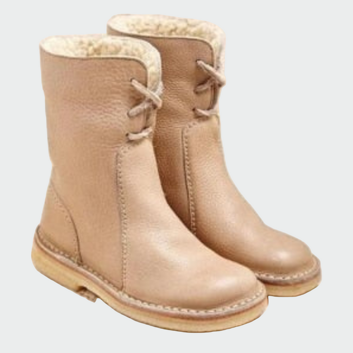 Botas de couro impermeáveis para homem com forro de lã