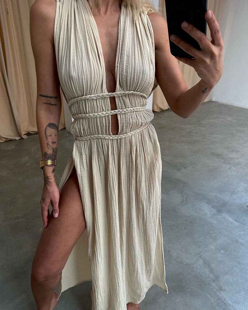 Zolla - Vestido Texturizado com Fenda