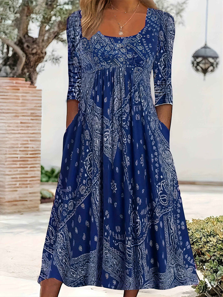 ELOWEN | VESTIDO MIDI COM MANGAS LONGAS CASUAL