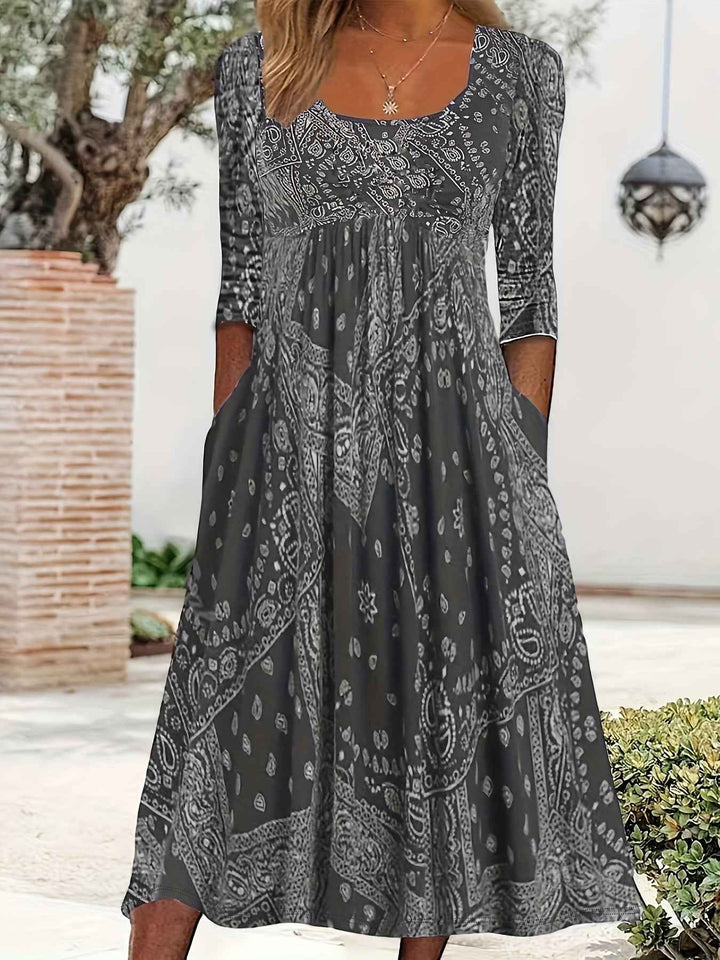 ELOWEN | VESTIDO MIDI COM MANGAS LONGAS CASUAL