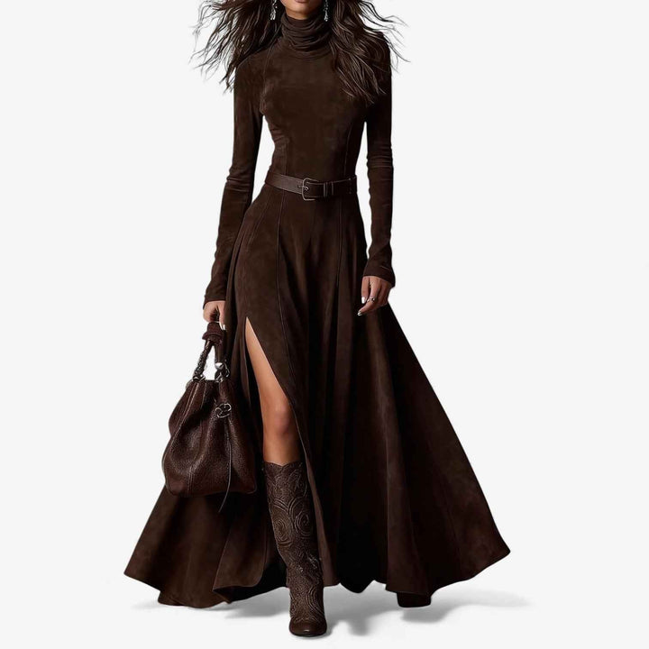 Élodie | Vestido longo elegante com cinto incluído