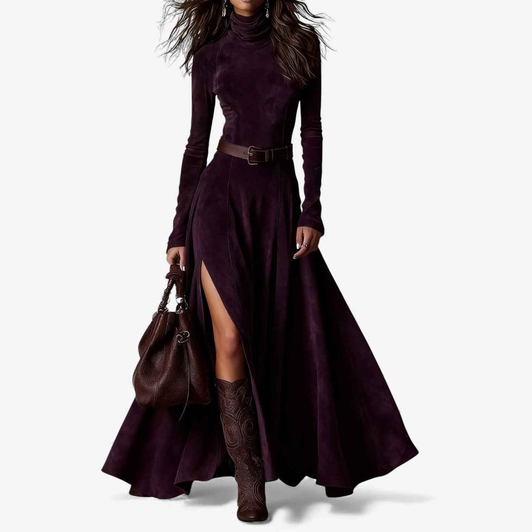 Élodie | Vestido longo elegante com cinto incluído