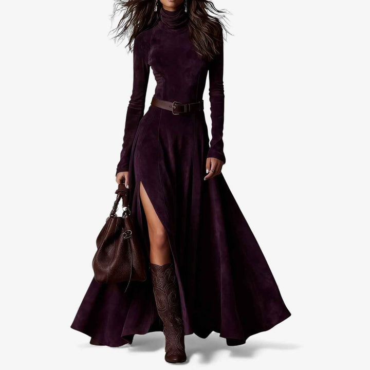 Élodie | Vestido longo elegante com cinto incluído